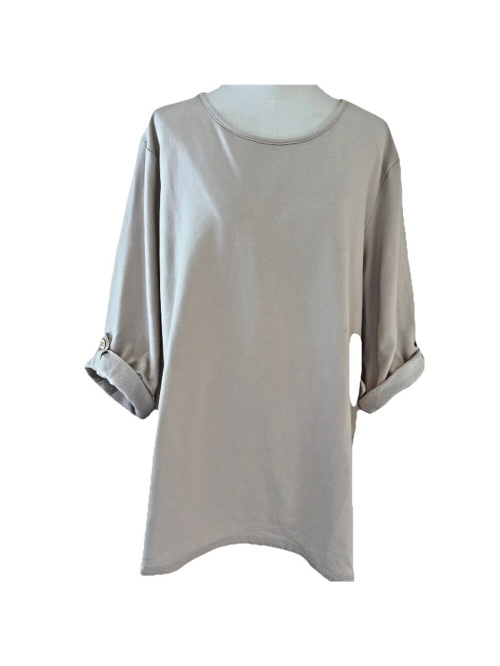 SUSAN GRAVER Fleece Tunic Top Plus Size 3X Beige Cozy Super Soft Minimalist NWOT